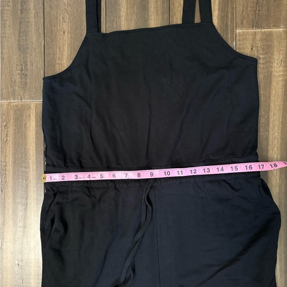 XL Black Jumpsuit Waist Tie Pockets Sweatpant Material Lounge Comfy Casual Tank - Picture 3 of 10